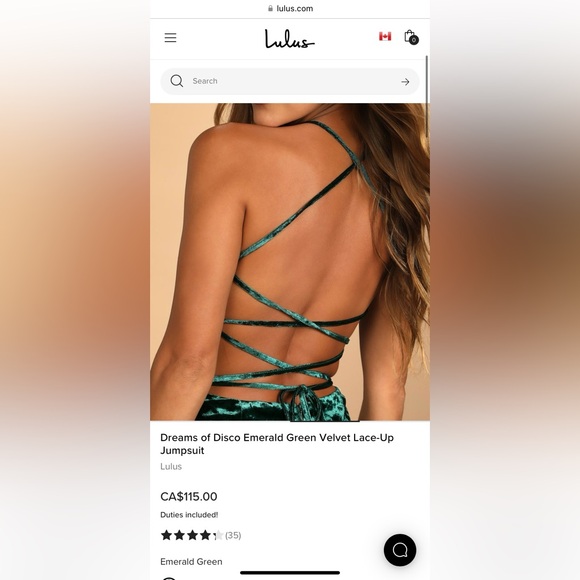 NWT Lulus green velvet jumpsuit - Picture 2 of 6